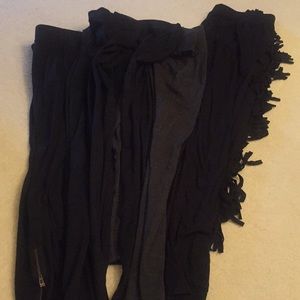 5 leggings. Zippers and fringe.  fun and comfy.